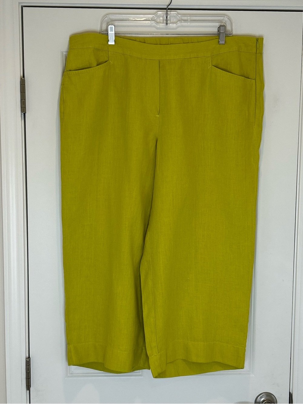 J. Jill Love Linen Cropped Wide Leg Pants in Chartreuse Yellow-Green Size 2 X